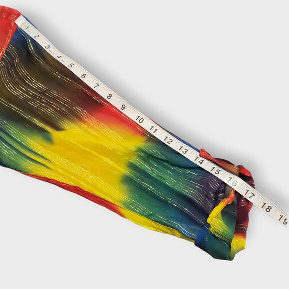 Chico's Design Silk Metallic Sheer Rainbow Stripe Button Up Blouse Sz 0=Sm Artsy - Picture 12 of 14